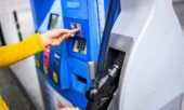 A fleet driver for a small business pays for fuel using a fleet card.